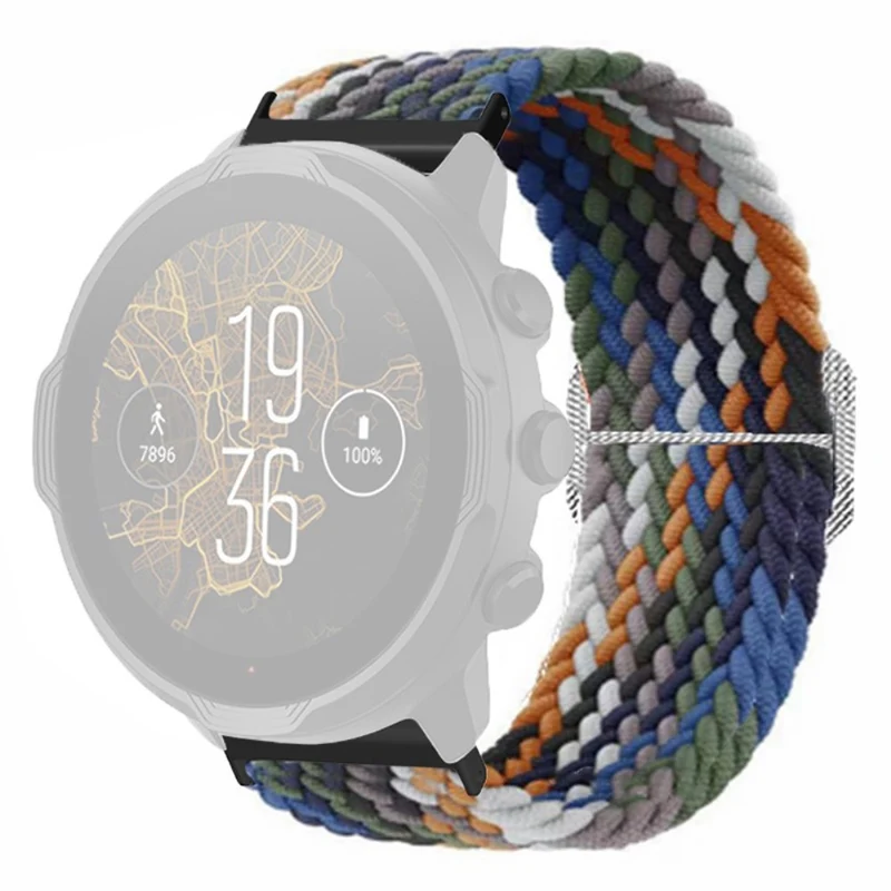Suunto Spartan Sport Wrist HR Baro / Suunto 7 Watch Strap 24mm Braided Nylon Band - Pink+White