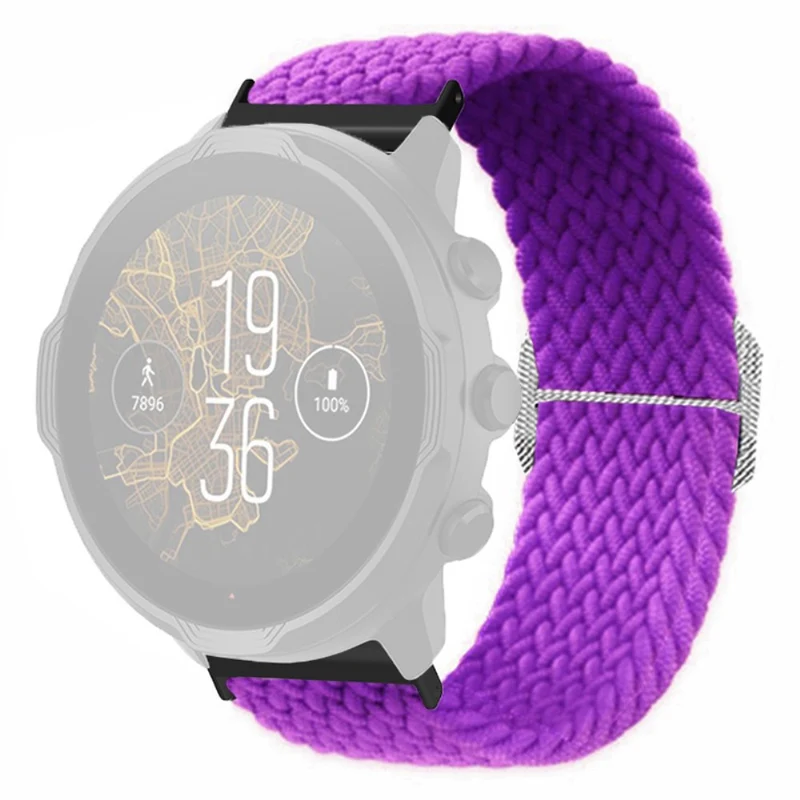 Suunto Spartan Sport Wrist HR Baro / Suunto 7 Watch Strap 24mm Braided Nylon Band - Pink+White
