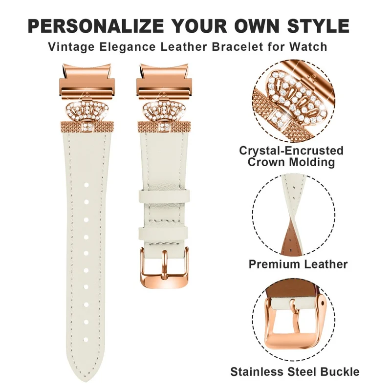 Smart Watch Strap Samsung Galaxy Watch4 / Watch 5 Genuine Cow Leather Band - Apricot
