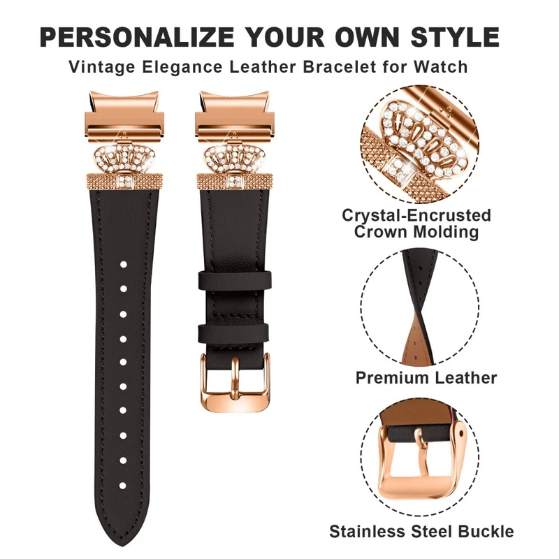 Smart Watch Strap Samsung Galaxy Watch4 / Watch 5 Genuine Cow Leather Band - Apricot