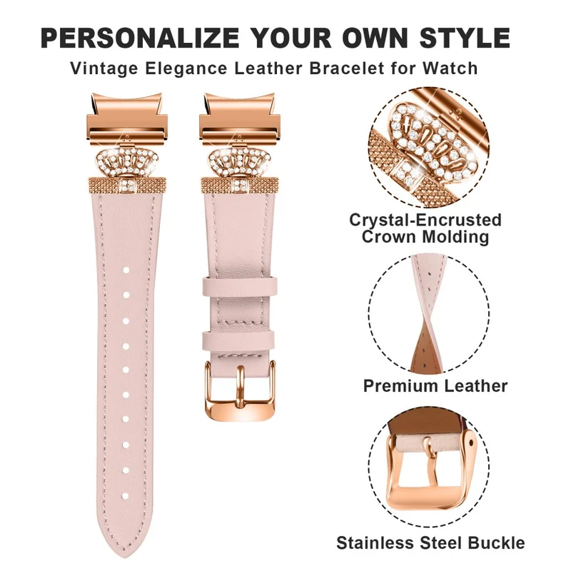 Smart Watch Strap Samsung Galaxy Watch4 / Watch 5 Genuine Cow Leather Band - Apricot