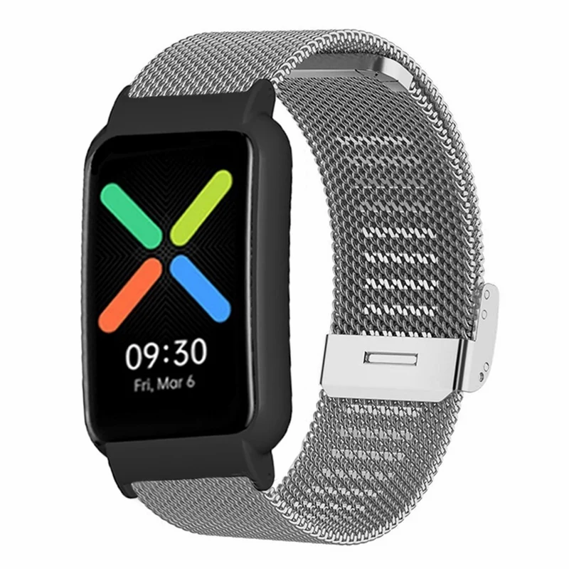 Milanese Metal Watch Band for Oppo Watch Free Replacement Wrist Strap with Watch Case
