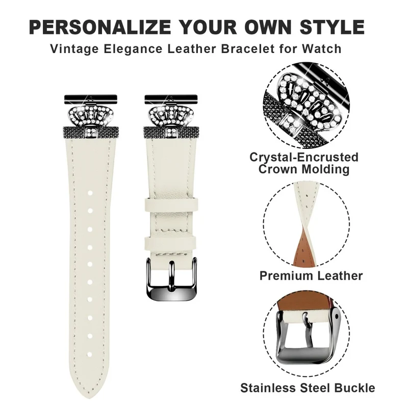 Misfit Vapor Cowhide Watch Band Crown Shape Connector Replacement Strap