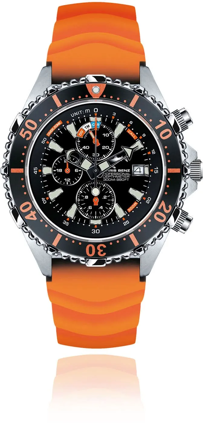 Chris Benz Depthmeter Chronograph 300M CB-C300-O-KBO Herrenuhr • Analoger Tiefenmesser • 300m Wasserdicht