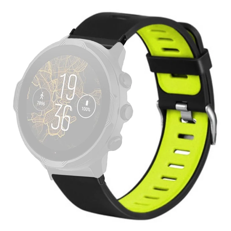 Suunto Spartan Sport Wrist HR Baro / Suunto 7 Watch Bands Dual Color Flexible Straps - Black+Green