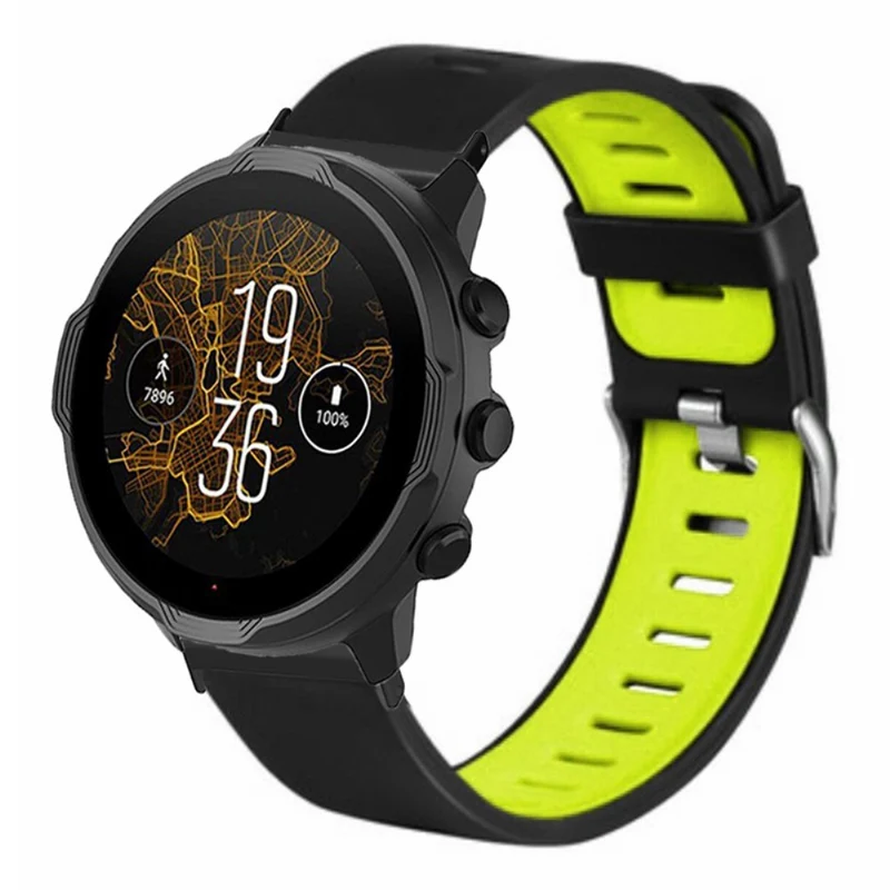 Suunto Spartan Sport Wrist HR Baro / Suunto 7 Watch Bands Dual Color Flexible Straps - Black+Green