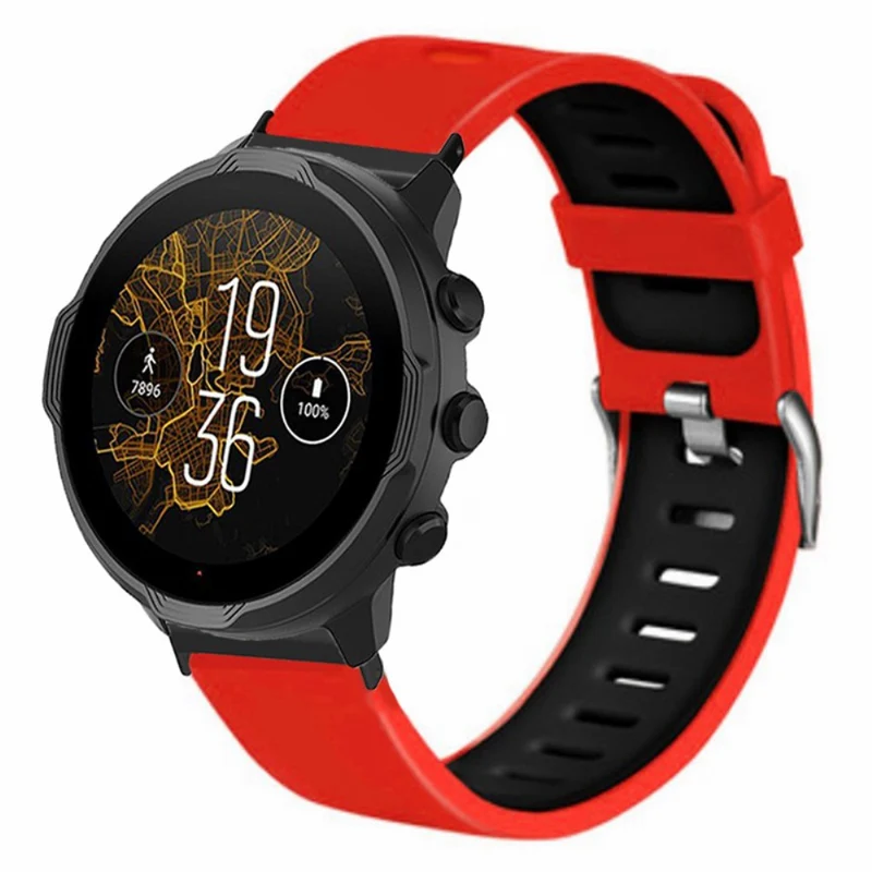 Suunto Spartan Sport Wrist HR Baro / Suunto 7 Watch Bands Dual Color Flexible Straps - Black+Green