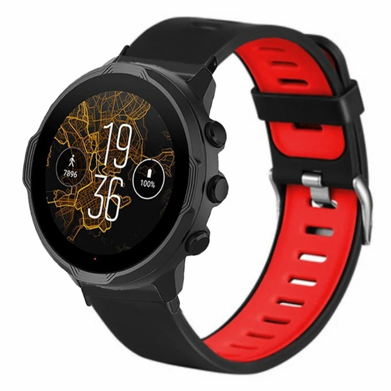 Suunto Spartan Sport Wrist HR Baro / Suunto 7 Watch Bands Dual Color Flexible Straps - Black+Green