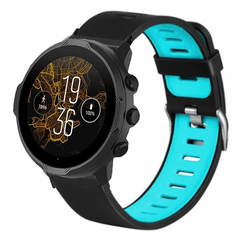 Suunto Spartan Sport Wrist HR Baro / Suunto 7 Watch Bands Dual Color Flexible Straps - Black+Green