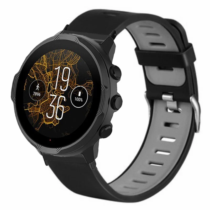 Suunto Spartan Sport Wrist HR Baro / Suunto 7 Watch Bands Dual Color Flexible Straps - Black+Green