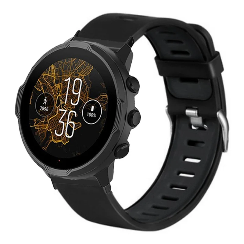 Suunto Spartan Sport Wrist HR Baro / Suunto 7 Watch Bands Dual Color Flexible Straps - Black+Green