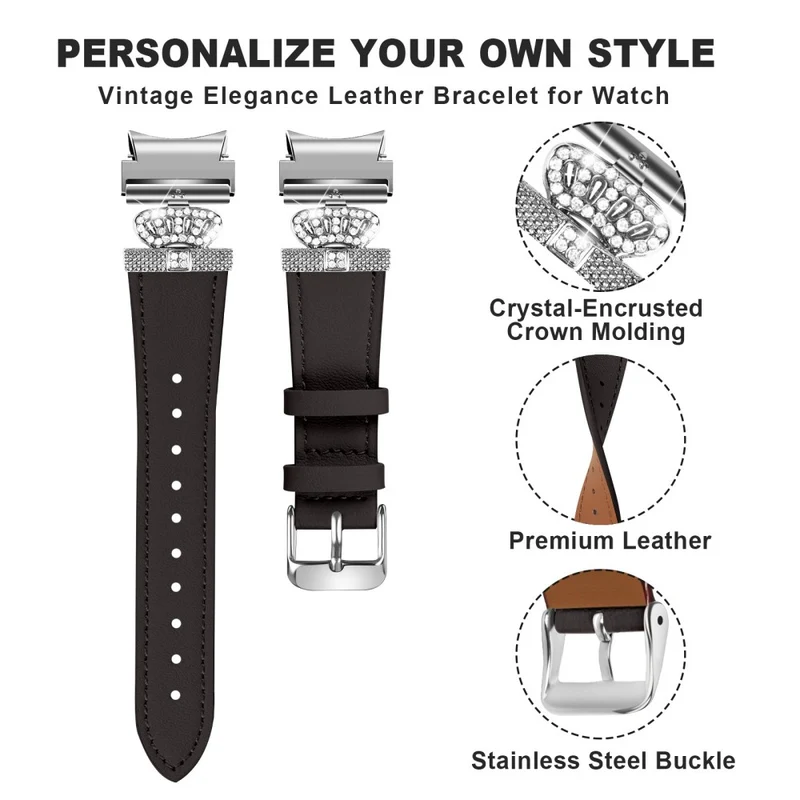 Samsung Galaxy Watch6 40mm / 44mm / Watch6 Classic 43mm / 47mm Watchband Connector Genuine Cow Leather Strap