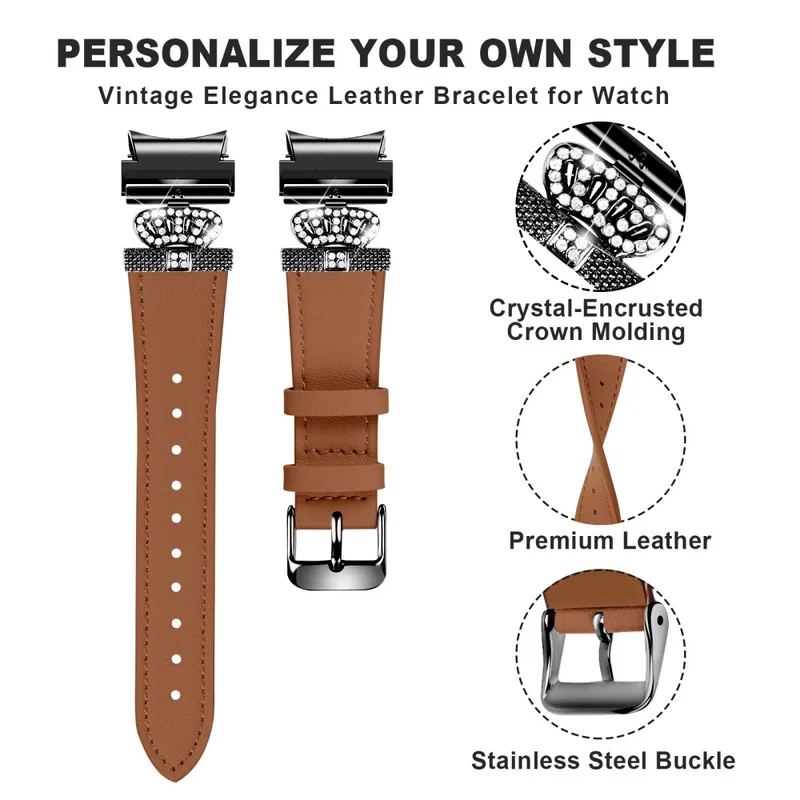 Samsung Galaxy Watch6 40mm / 44mm / Watch6 Classic 43mm / 47mm Watchband Connector Genuine Cow Leather Strap