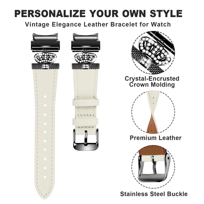 Samsung Galaxy Watch6 40mm / 44mm / Watch6 Classic 43mm / 47mm Watchband Connector Genuine Cow Leather Strap
