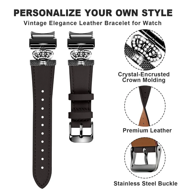 Samsung Galaxy Watch6 40mm / 44mm / Watch6 Classic 43mm / 47mm Watchband Connector Genuine Cow Leather Strap