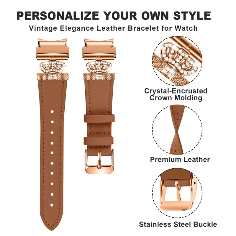 Samsung Galaxy Watch6 40mm / 44mm / Watch6 Classic 43mm / 47mm Watchband with Connector Genuine Cow Leather Strap