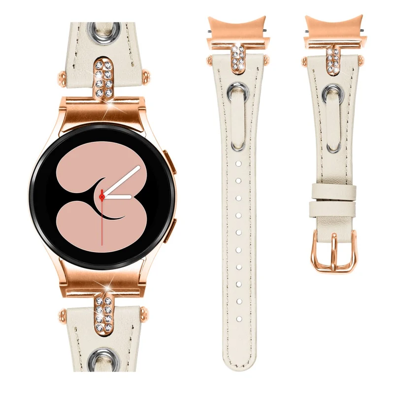 Samsung Galaxy Watch6 Watchband Genuine Cow Leather Strap - Apricot