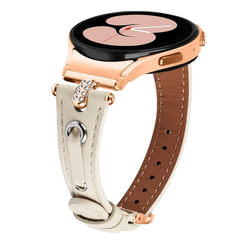 Samsung Galaxy Watch6 Watchband Genuine Cow Leather Strap - Apricot