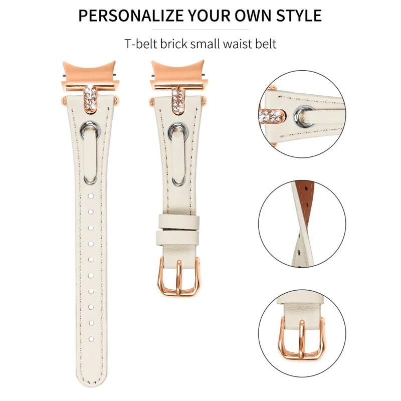 Samsung Galaxy Watch6 Watchband Genuine Cow Leather Strap - Apricot