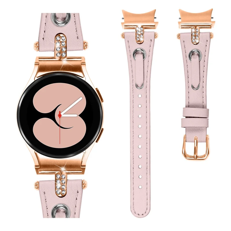 Samsung Galaxy Watch6 Watchband Genuine Cow Leather Strap - Apricot