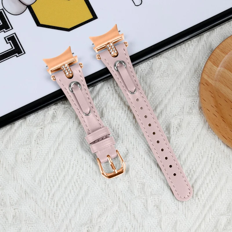 Samsung Galaxy Watch6 Watchband Genuine Cow Leather Strap - Apricot