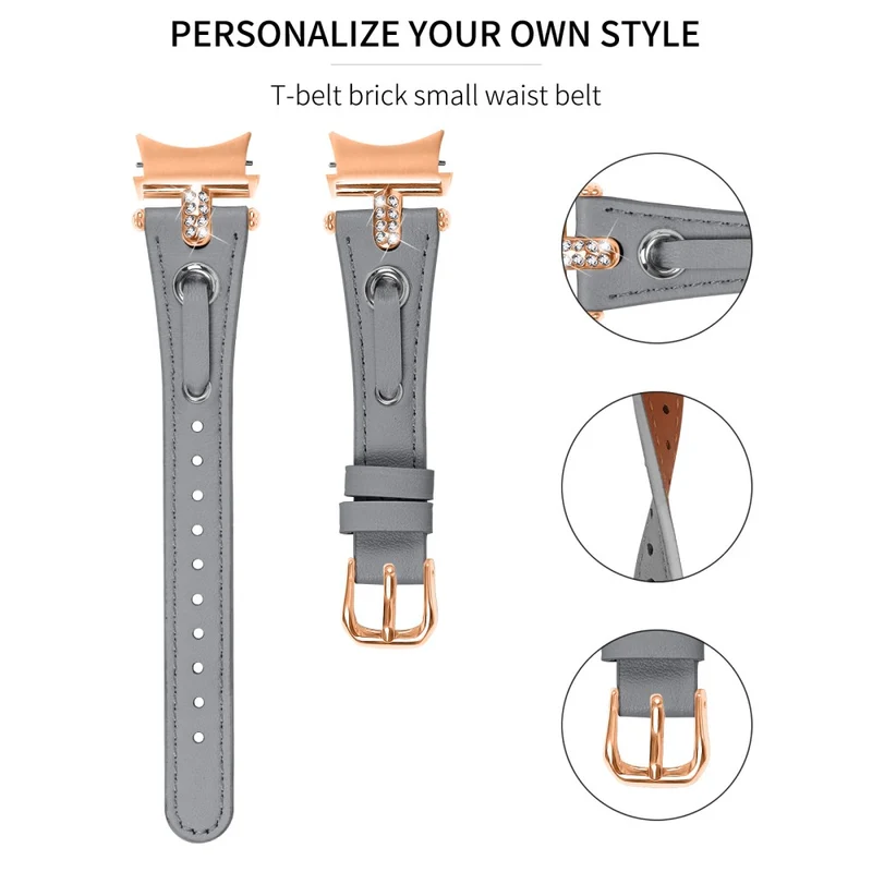Samsung Galaxy Watch6 Watchband Genuine Cow Leather Strap - Apricot
