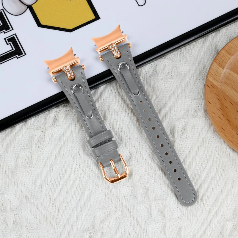 Samsung Galaxy Watch6 Watchband Genuine Cow Leather Strap - Apricot