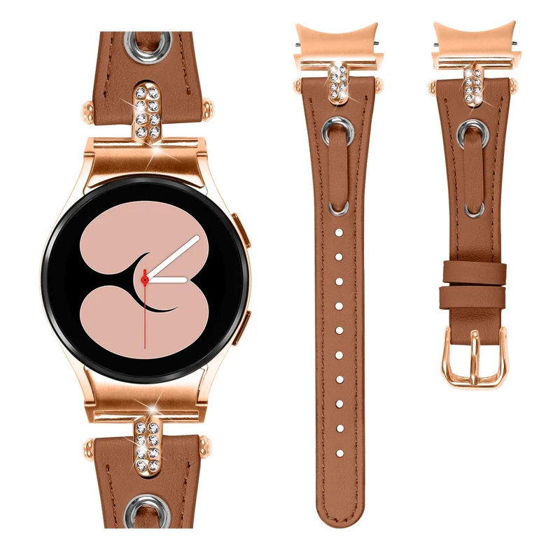 Samsung Galaxy Watch6 Watchband Genuine Cow Leather Strap - Apricot