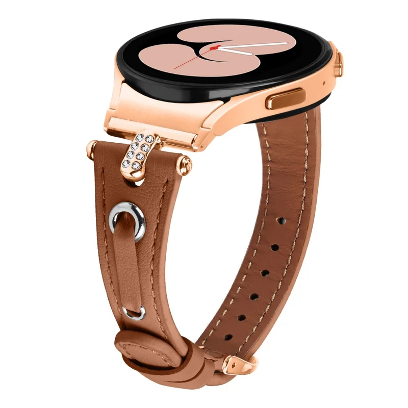 Samsung Galaxy Watch6 Watchband Genuine Cow Leather Strap - Apricot