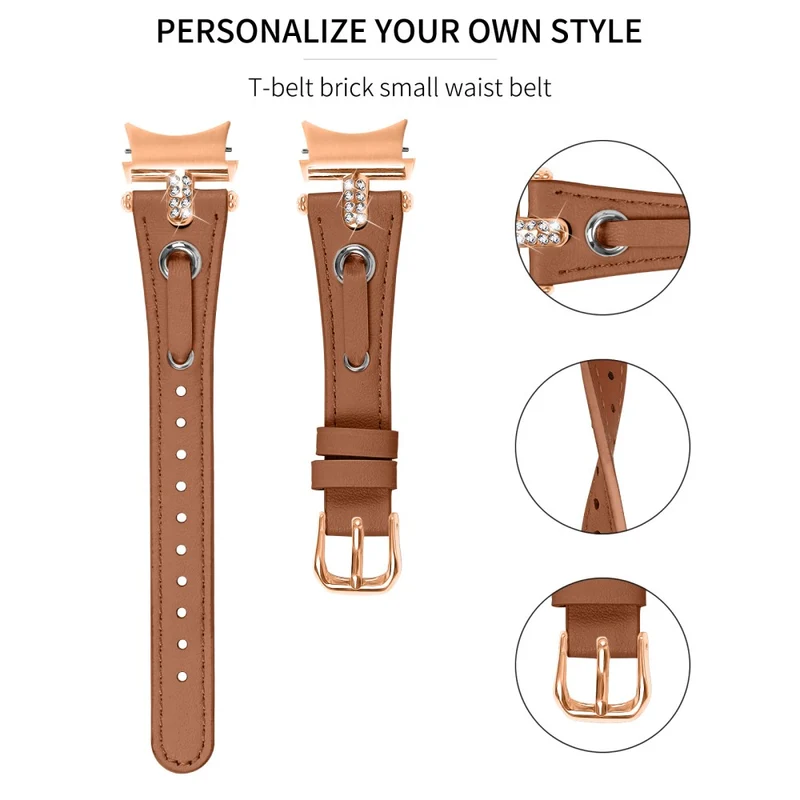 Samsung Galaxy Watch6 Watchband Genuine Cow Leather Strap - Apricot