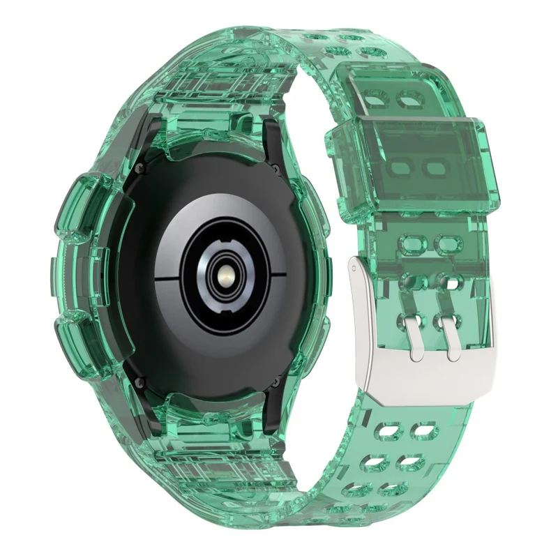 Samsung Galaxy Watch4 Classic 46mm Flexible Watch Band Ajustable Strap with Integrated Watch Case - Transparent Green