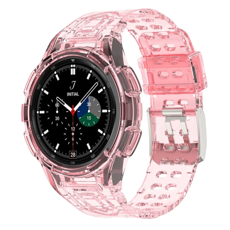 Samsung Galaxy Watch4 Classic 46mm Flexible Watch Band Ajustable Strap with Integrated Watch Case - Transparent Green