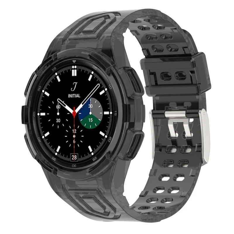 Samsung Galaxy Watch4 Classic 46mm Flexible Watch Band Ajustable Strap with Integrated Watch Case - Transparent Green