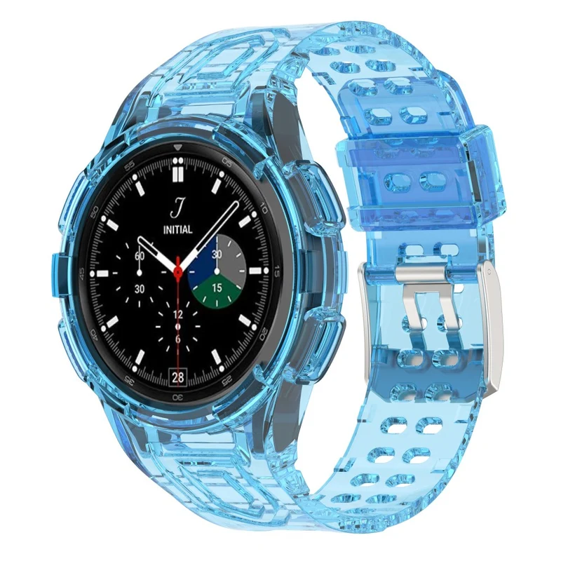 Samsung Galaxy Watch4 Classic 46mm Flexible Watch Band Ajustable Strap with Integrated Watch Case - Transparent Green