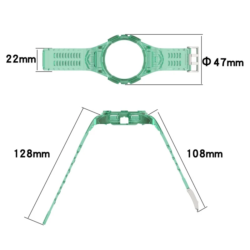 Samsung Galaxy Watch4 44mm Flexible Watch Band Replacement Strap with Integrated Watch Case - Transparent Green