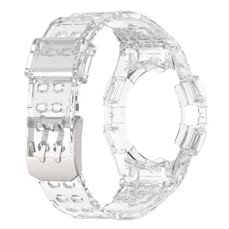 Samsung Galaxy Watch4 44mm Flexible Watch Band Replacement Strap with Integrated Watch Case - Transparent Green