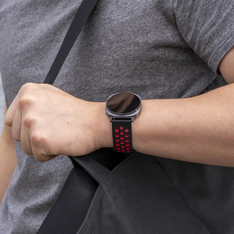Samsung Galaxy Watch 9 - 44mm Sportarmband (Schwarz/Rot)