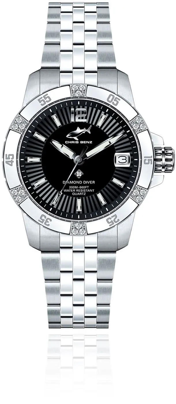 Chris Benz Diamond Diver CB-DD200-S-MBJ Damenuhr • 200m • Saphir
