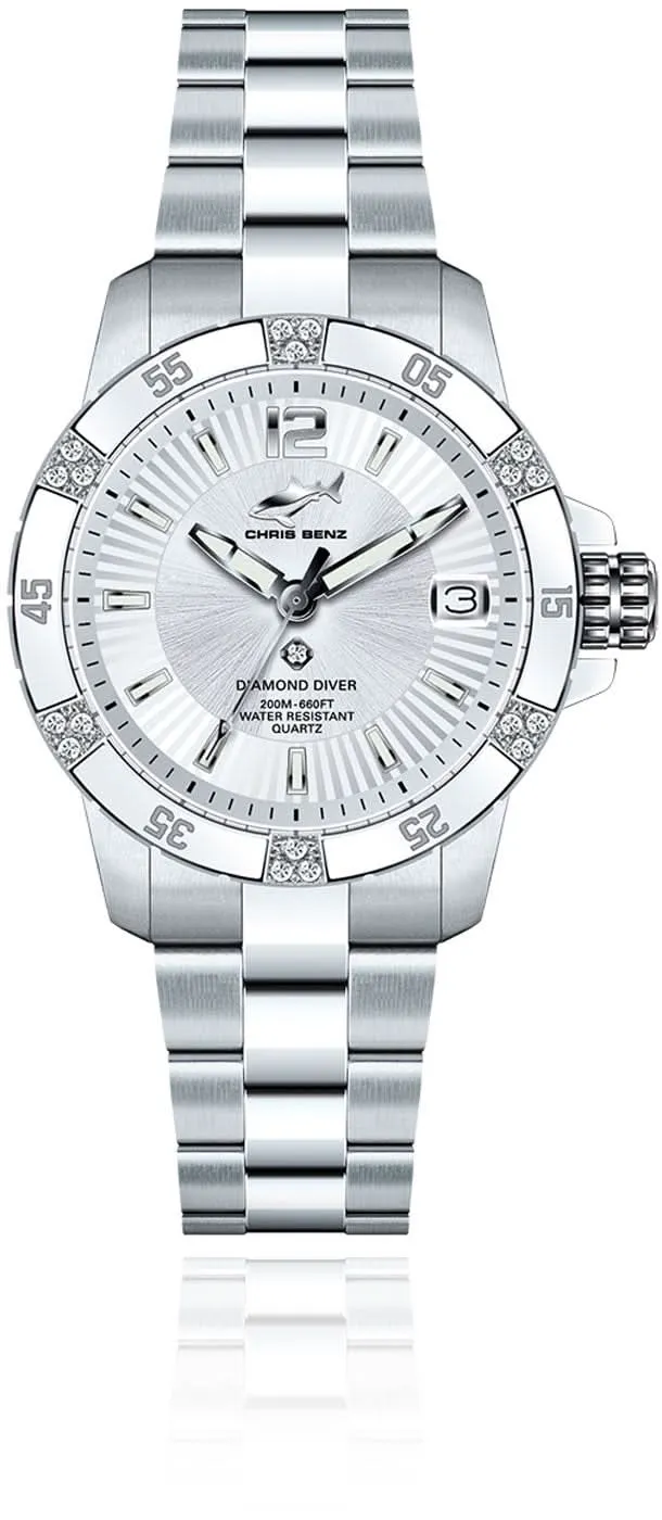 Chris Benz Diamond Diver CB-DD200-S-MBO Damenuhr • 19 Diamanten • Saphirglas