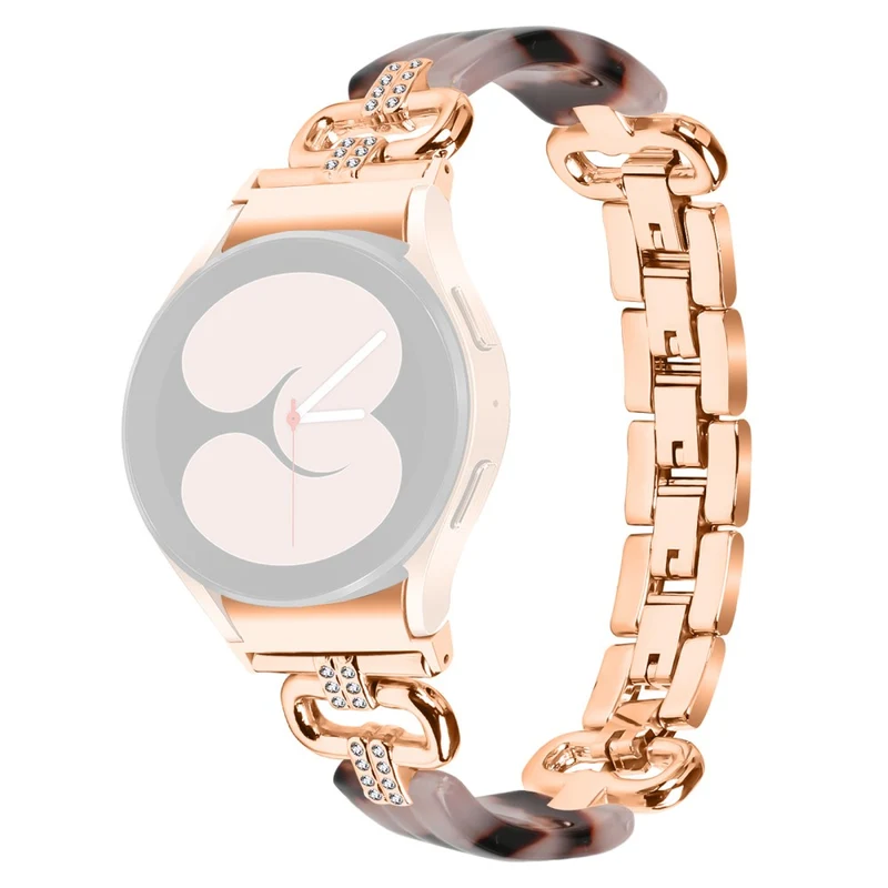 Samsung Galaxy Watch6 20mm Resin and Stainless Steel Strap Replacement Band - Black / Purple+Green Pattern