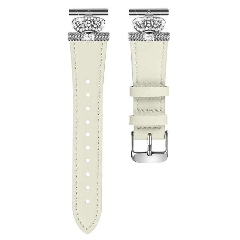 LG Watch Sport Watch Band Rhinestone Crown Design Cowhide Replace Strap