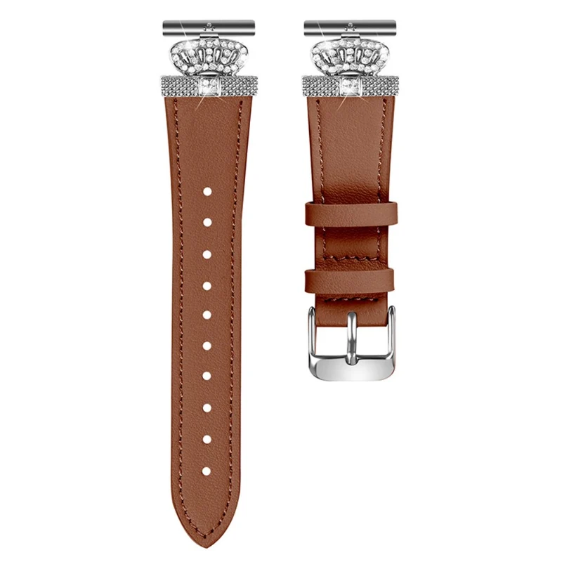 LG Watch Sport Watch Band Rhinestone Crown Design Cowhide Replace Strap