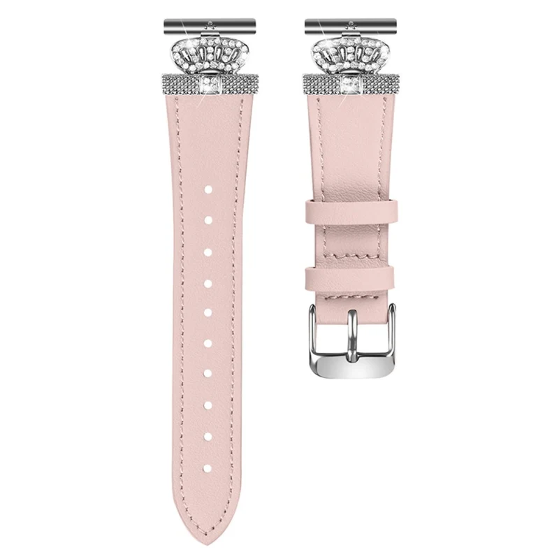 LG Watch Sport Watch Band Rhinestone Crown Design Cowhide Replace Strap