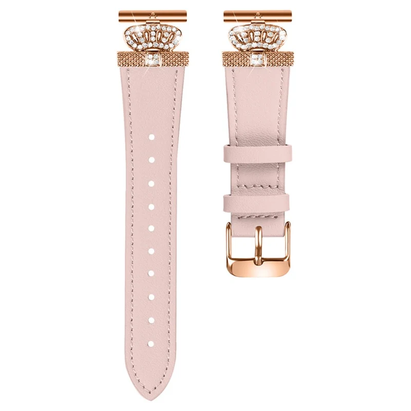 LG Watch Sport Watch Band Rhinestone Crown Connector Cowhide Strap