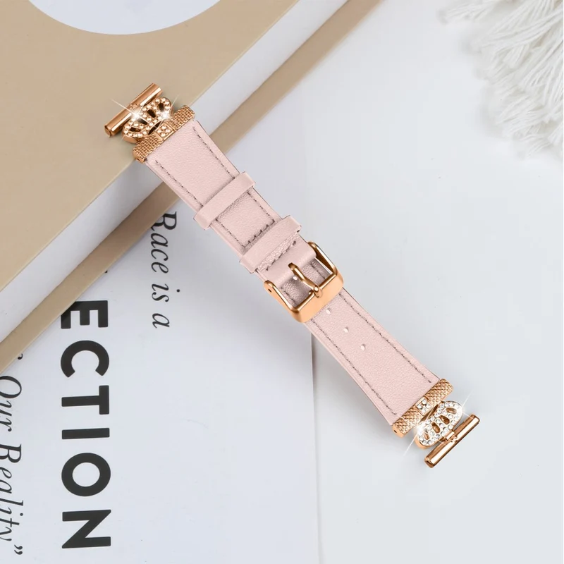 LG Watch Sport Watch Band Rhinestone Crown Connector Cowhide Strap