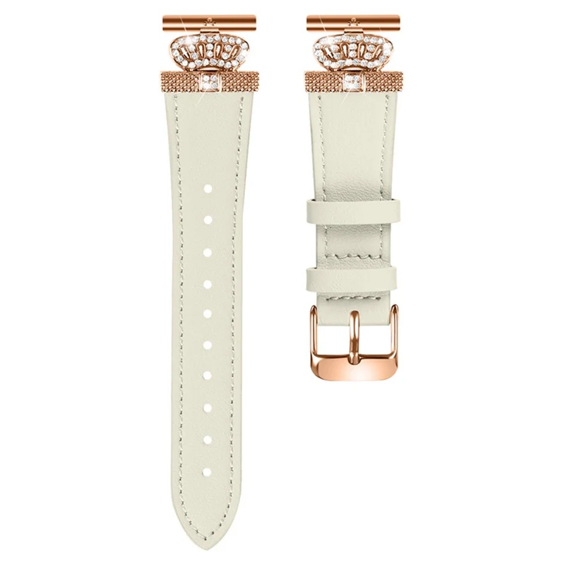 LG Watch Sport Watch Band Rhinestone Crown Connector Cowhide Strap