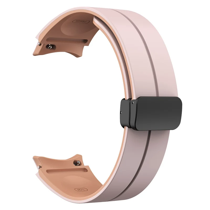 Samsung Galaxy Watch 5 Pro 45mm Magnetic Buckle Wrist Band Bi-color Silicone Strap - Orange + Black
