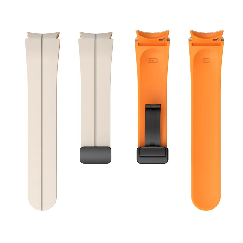 Samsung Galaxy Watch 5 Pro 45mm Magnetic Buckle Wrist Band Bi-color Silicone Strap - Orange + Black