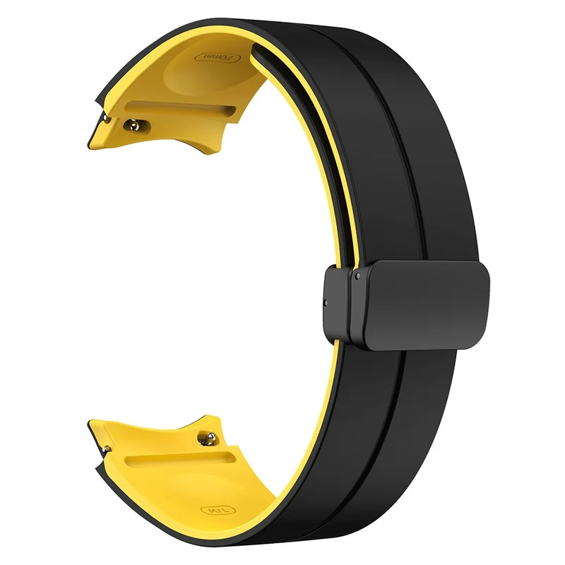 Samsung Galaxy Watch 5 Pro 45mm Magnetic Buckle Wrist Band Bi-color Silicone Strap - Orange + Black