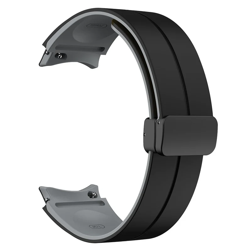 Samsung Galaxy Watch 5 Pro 45mm Magnetic Buckle Wrist Band Bi-color Silicone Strap - Orange + Black